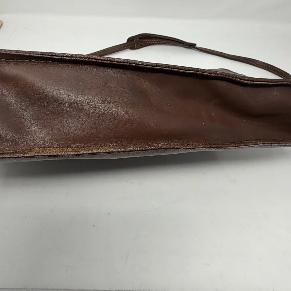 Vintage Leather Briefcase Brown Attache Portfolio Bag Shoulder Strap 60s 70s